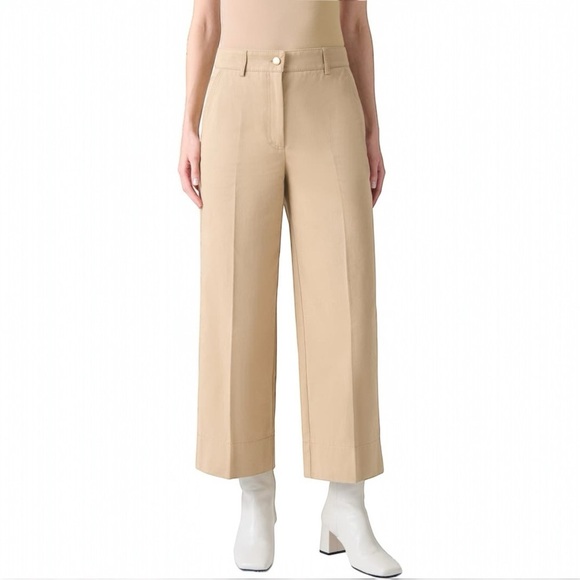 Akris Punto Chiara Crop Wide Leg Trouser Cashew 18 - Picture 1 of 16